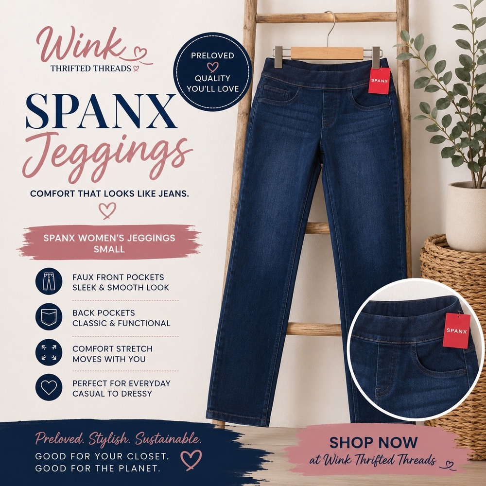 Spanx Women's‎ Jeggings Small NWT Blue Denim Faux Front Pockets Back Pockets